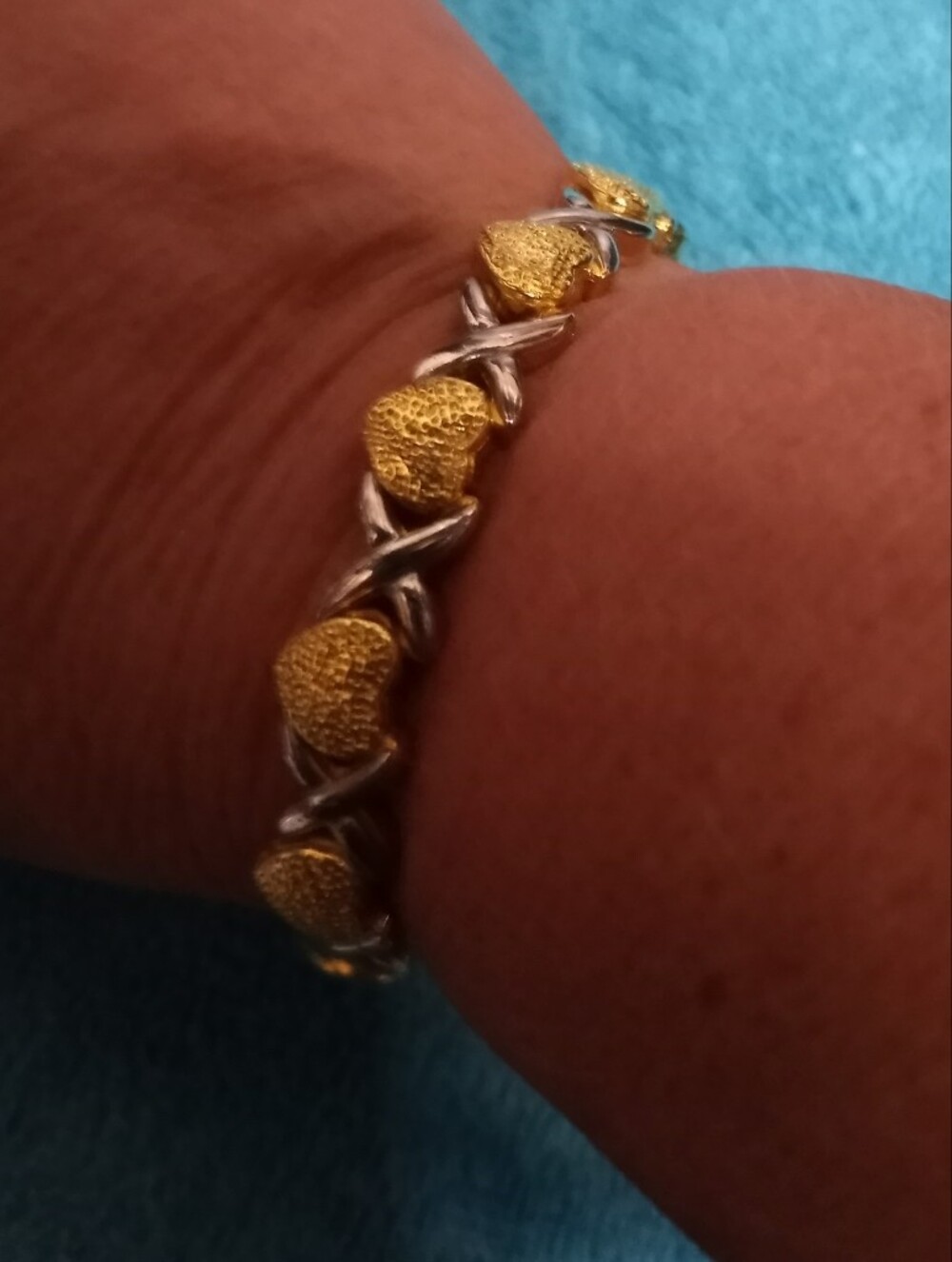 Gold & Silver Heart Link Bracelet - Women's Jewelry